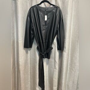 Banana Republic Black Leather Tie-Waist Top